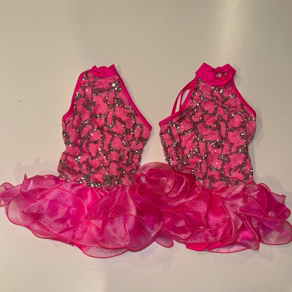 Sparkling Pink Kids Dance Costume pair